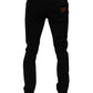 Black Tattered Cotton Skinny Men Denim Jeans