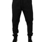 Black Polyester Men Jogger Sweatpants Pants