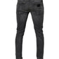 Dark Gray Washed Cotton Skinny Men Denim Jeans