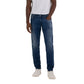 Blue Cotton Straight-Leg Jeans
