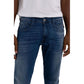 Blue Cotton Straight-Leg Jeans