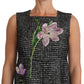 Elegant Gray Mini A-Line Dress with Purple Tulip