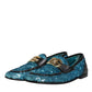 Blue Sequined Loafers Formal Dress Shoes