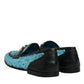 Blue Sequined Loafers Formal Dress Shoes