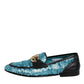 Blue Sequined Loafers Formal Dress Shoes