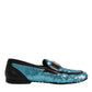 Blue Sequined Loafers Formal Dress Shoes