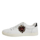 White Leather Heart Embellished Sneakers Shoes