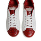 White Red Leather Portofino Men Sneaker Shoes