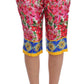 Multicolor Floral Silk Capri Pants