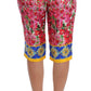 Multicolor Floral Silk Capri Pants