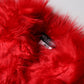 Red Alpaca Fur Women Neck Warmer Winter Scarf