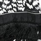 Black White Patterned Fringes Shawl Scarf