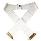 White Floral Jacquard Skinny Fringes Scarf