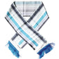White Blue Stripes Silk Fringes Wrap Scarf