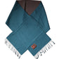 Blue Green Wool Fringes Wrap Shawl Scarf