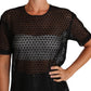 Elegant Black Cotton Blend Short Sleeve Top