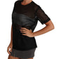Elegant Black Cotton Blend Short Sleeve Top