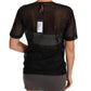 Elegant Black Cotton Blend Short Sleeve Top