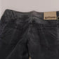 Grey Washed Low Waist Zipper Side Skinny Denim Jeans