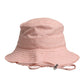 Pink Cotton Wide Brim Bucket Hat