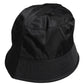 Black Cotton Wide Brim Bucket Hat