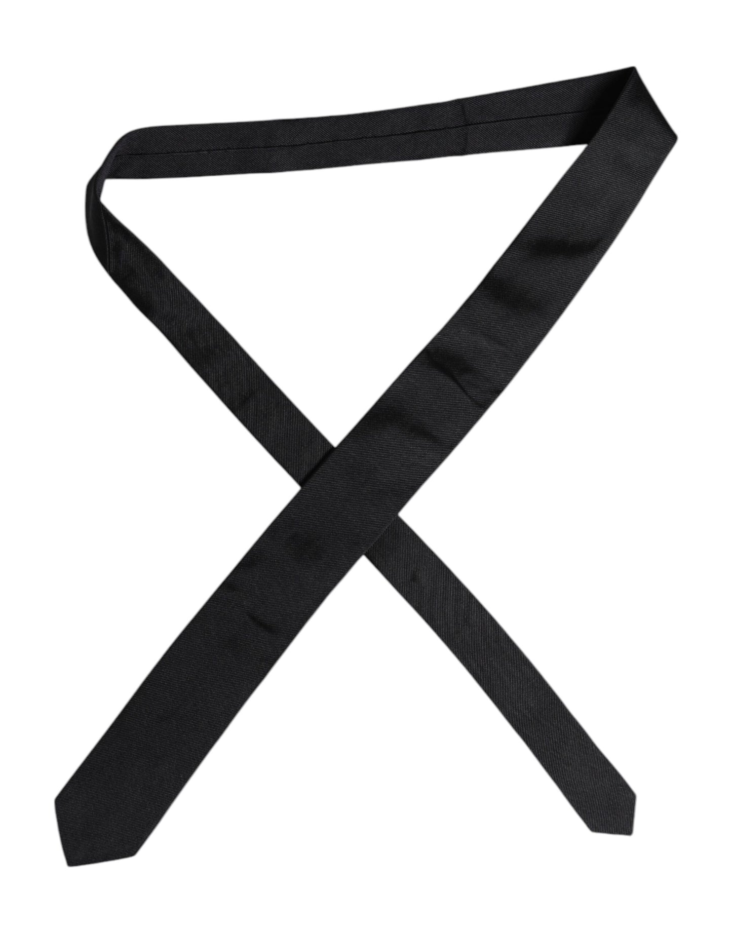 Black Solid Silk Adjustable Necktie Tie