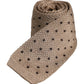 Beige Polka Dot Silk Adjustable Necktie Tie