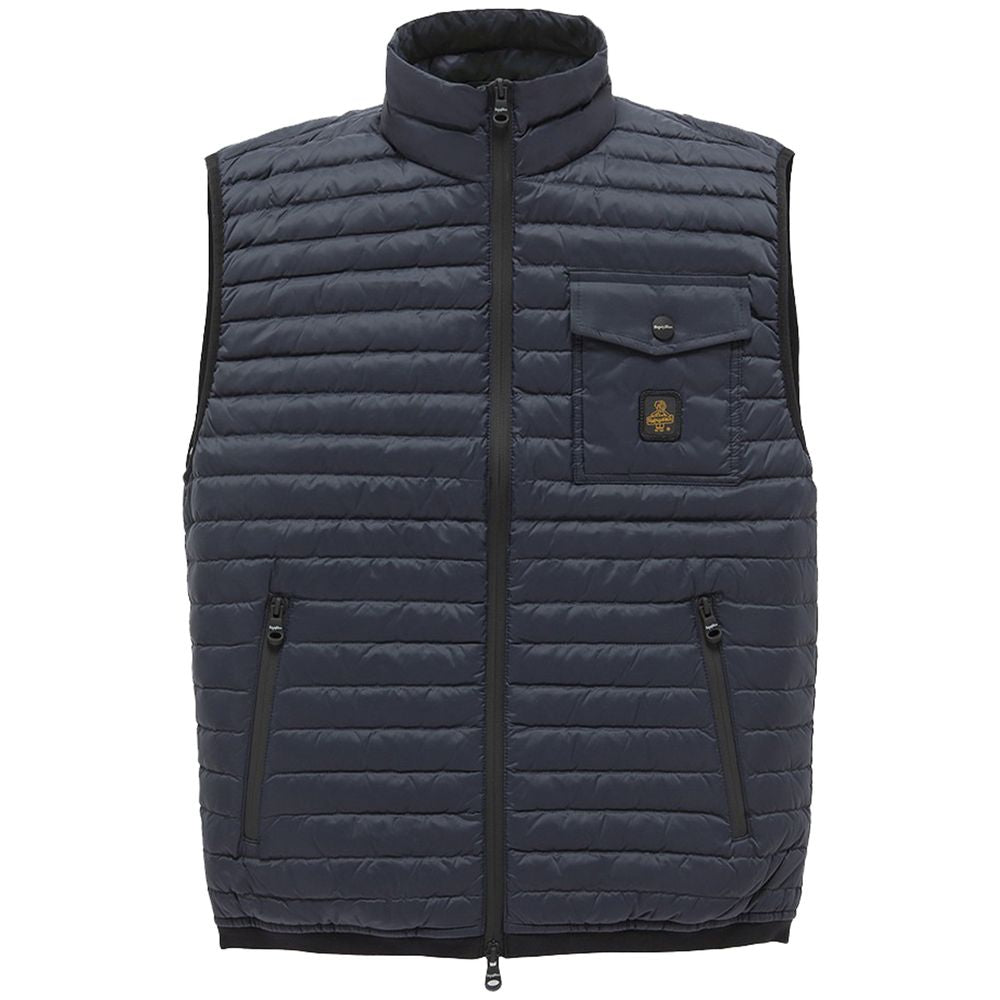 Blue Nylon Men Vest with Down Padding