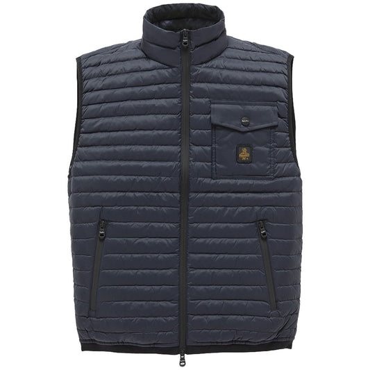 Blue Nylon Men Vest with Down Padding