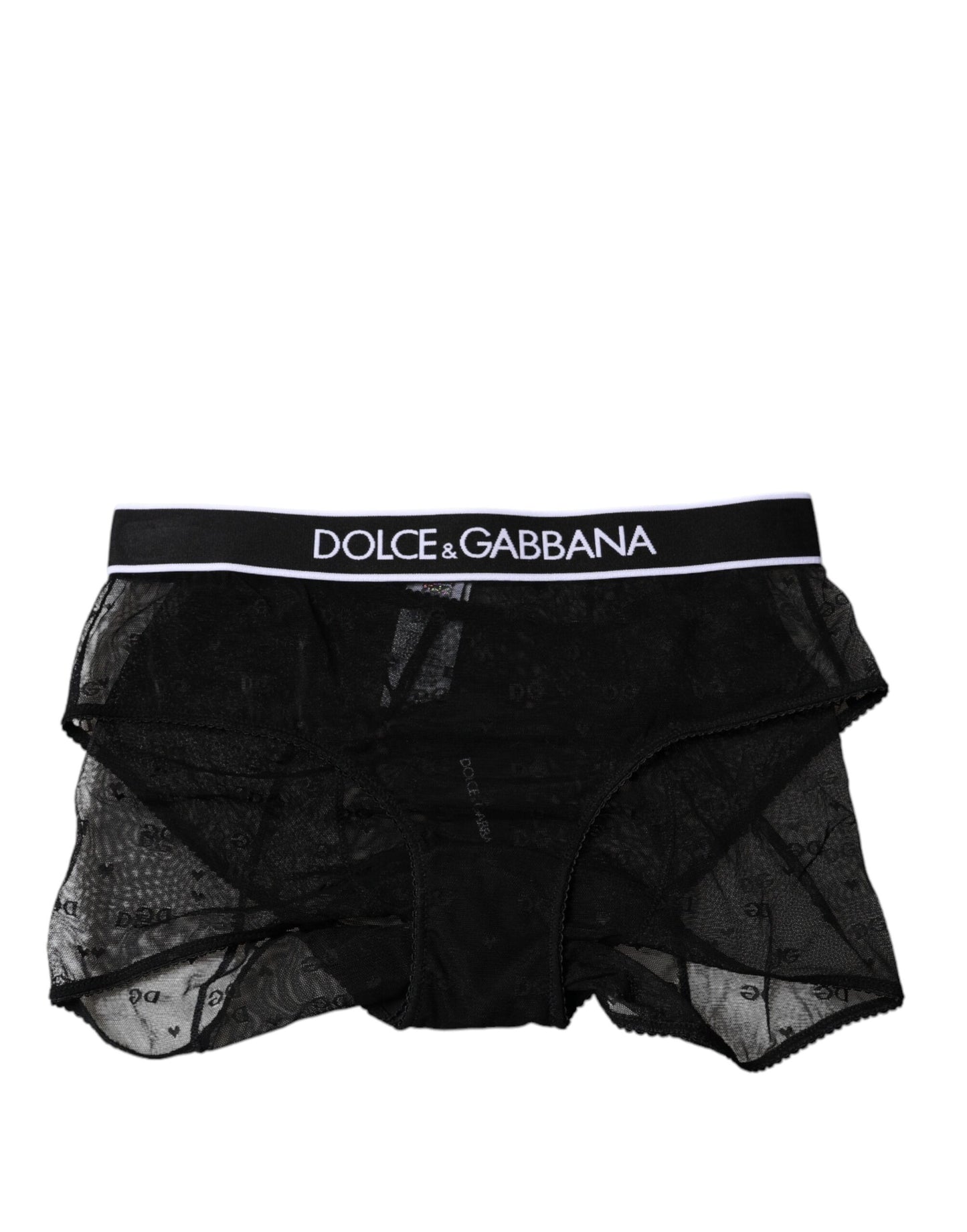 Black Tulle Nylon Mid Waist Panty Underwear