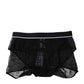Black Tulle Nylon Mid Waist Panty Underwear
