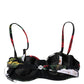 Black Floral Print Nylon Balconcino Bra Underwear