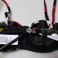 Black Floral Print Nylon Balconcino Bra Underwear