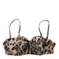 Brown Leopard Nylon Balconcino Bra Underwear