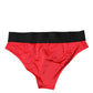 Red Nylon Stretch Mid Waist Panty Underwear