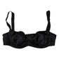 Black Silk Stretch Balconette Brassiere Underwear