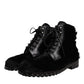 Black Pony Style Leather Mid Calf Boots Shoes