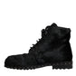 Black Pony Style Leather Mid Calf Boots Shoes