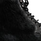 Black Pony Style Leather Mid Calf Boots Shoes