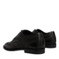 Black Embroidered Classic Leather Derby Dress Shoes