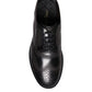 Black Embroidered Classic Leather Derby Dress Shoes