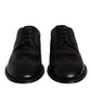 Black Embroidered Classic Leather Derby Dress Shoes