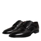 Black Embroidered Classic Leather Derby Dress Shoes