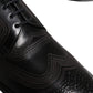 Black Embroidered Classic Leather Derby Dress Shoes