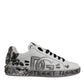 White Silver Crystal Logo Portofino Sneakers Shoes