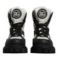 Black White Padded Mid Calf Lace Up Boots Shoes