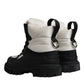 Black White Padded Mid Calf Lace Up Boots Shoes