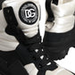 Black White Padded Mid Calf Lace Up Boots Shoes