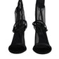 Black Tulle Stretch Heels Sandals Shoes