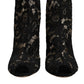 Black Floral Lace Heels Ankle Boots Shoes